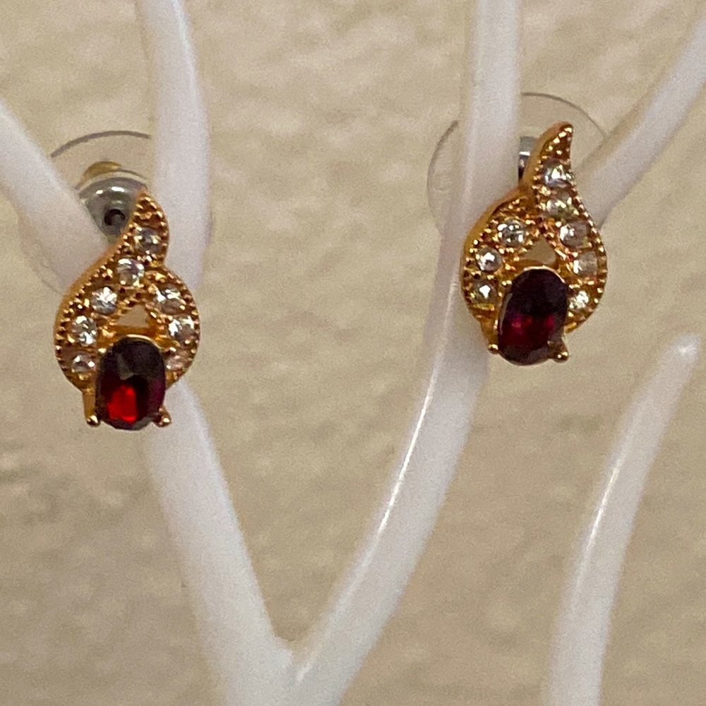 Vintage 90s Roman & Sunstone Signed CZ Post Pierced Earrings